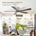60 in. Ceiling Fans without Lights, Flush Mount Reversible Ceiling Fan NO Light for Indoor Bedroom, Outdoor Backyard Covered Ceiling Fan -50-ErisView