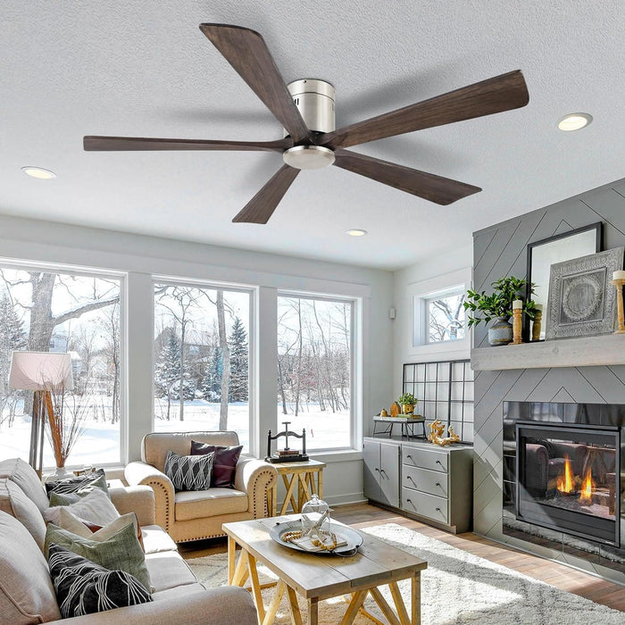 60 in. Ceiling Fans without Lights, Flush Mount Reversible Ceiling Fan NO Light for Indoor Bedroom, Outdoor Backyard Covered Ceiling Fan -53-ErisView