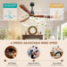 60 in. Ceiling Fans without Lights, Flush Mount Reversible Ceiling Fan NO Light for Indoor Bedroom, Outdoor Backyard Covered Ceiling Fan -57-ErisView