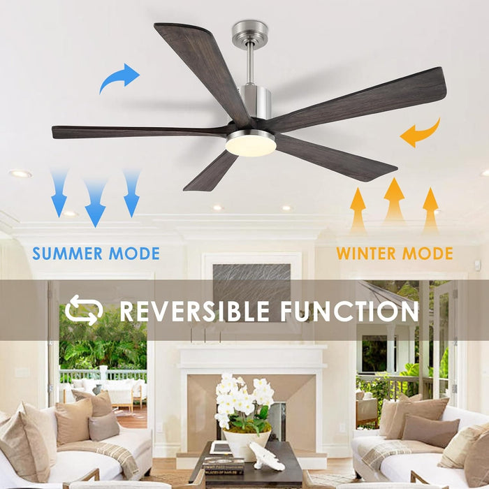 60 in. Ceiling Fans without Lights, Flush Mount Reversible Ceiling Fan NO Light for Indoor Bedroom, Outdoor Backyard Covered Ceiling Fan -65-ErisView