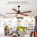 60 in. Ceiling Fans without Lights, Flush Mount Reversible Ceiling Fan NO Light for Indoor Bedroom, Outdoor Backyard Covered Ceiling Fan -72-ErisView
