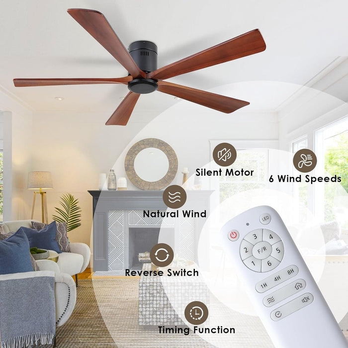 60 in. Ceiling Fans without Lights, Flush Mount Reversible Ceiling Fan NO Light for Indoor Bedroom, Outdoor Backyard Covered Ceiling Fan -79-ErisView