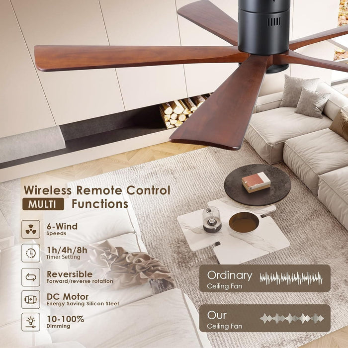60 in. Ceiling Fans without Lights, Flush Mount Reversible Ceiling Fan NO Light for Indoor Bedroom, Outdoor Backyard Covered Ceiling Fan -81-ErisView