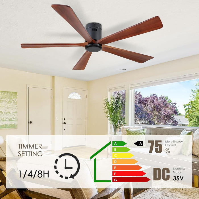 60 in. Ceiling Fans without Lights, Flush Mount Reversible Ceiling Fan NO Light for Indoor Bedroom, Outdoor Backyard Covered Ceiling Fan -82-ErisView
