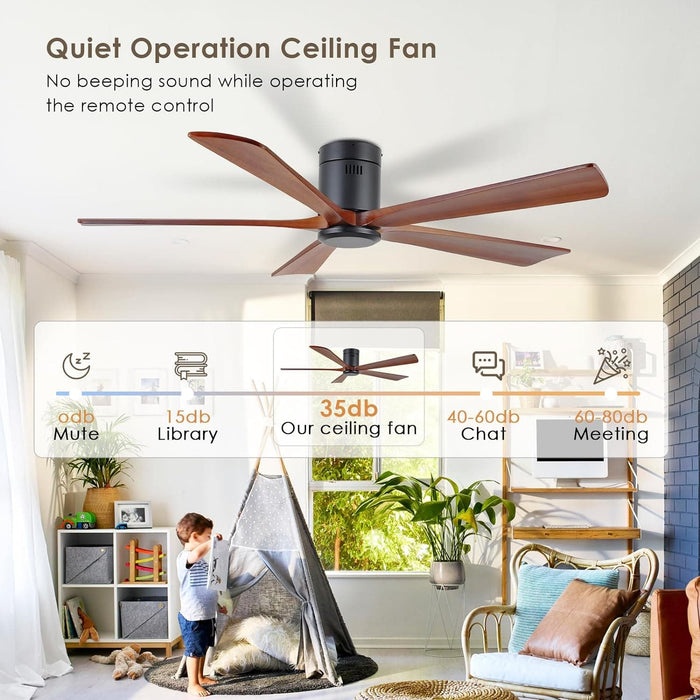 60 in. Ceiling Fans without Lights, Flush Mount Reversible Ceiling Fan NO Light for Indoor Bedroom, Outdoor Backyard Covered Ceiling Fan -83-ErisView