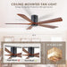 60 in. Ceiling Fans without Lights, Flush Mount Reversible Ceiling Fan NO Light for Indoor Bedroom, Outdoor Backyard Covered Ceiling Fan -84-ErisView
