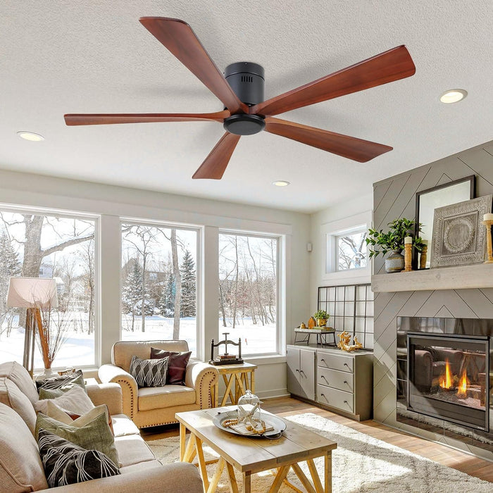 60 in. Ceiling Fans without Lights, Flush Mount Reversible Ceiling Fan NO Light for Indoor Bedroom, Outdoor Backyard Covered Ceiling Fan -85-ErisView