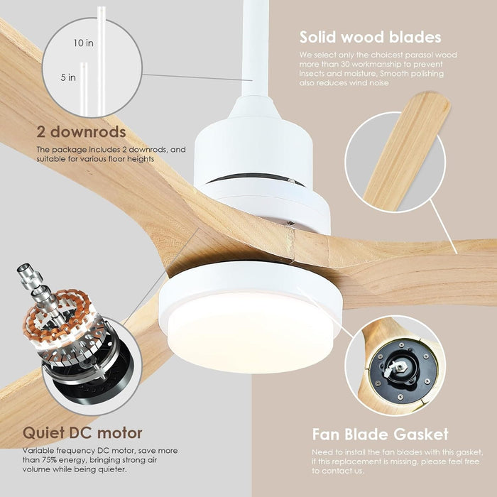 60 in. Ceiling Fans without Lights, Flush Mount Reversible Ceiling Fan NO Light for Indoor Bedroom, Outdoor Backyard Covered Ceiling Fan -93-ErisView
