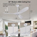 60 in. Ceiling Fans without Lights, White Ceiling Fan with Remote, Quiet Reversible Ceiling Fans for Patio Living Room Bedroom-2-ErisView