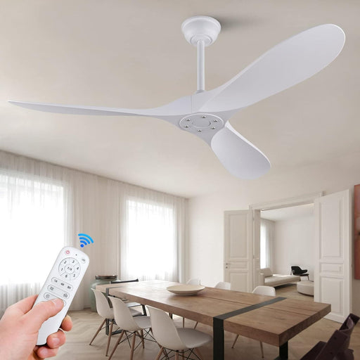 60 in. Ceiling Fans without Lights, White Ceiling Fan with Remote, Quiet Reversible Ceiling Fans for Patio Living Room Bedroom-6-ErisView