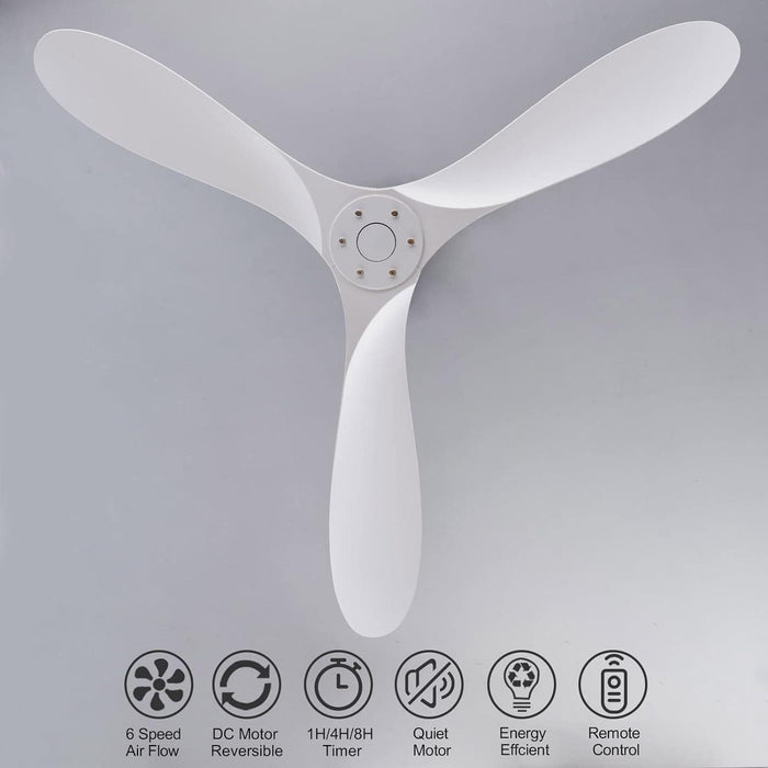 60 in. Ceiling Fans without Lights, White Ceiling Fan with Remote, Quiet Reversible Ceiling Fans for Patio Living Room Bedroom-7-ErisView