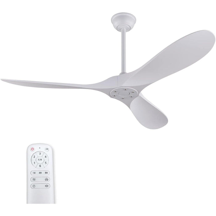 60 in. Ceiling Fans without Lights, White Ceiling Fan with Remote, Quiet Reversible Ceiling Fans for Patio Living Room Bedroom-1-ErisView