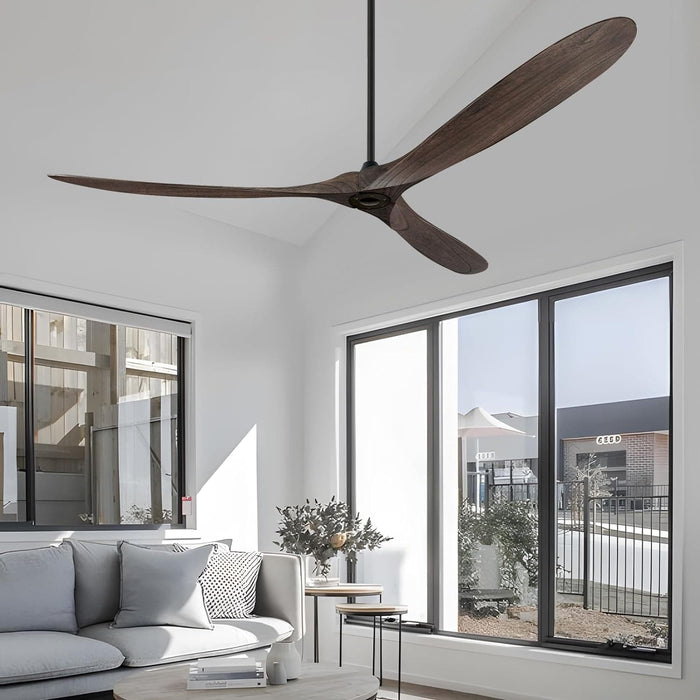 60 in. Ceiling Fans without Lights, Wood Ceiling Fan NO Light with Remote Wall Switch, Indoor Outdoor Fan for Bedroom Living Room Patio Porch-15-ErisView