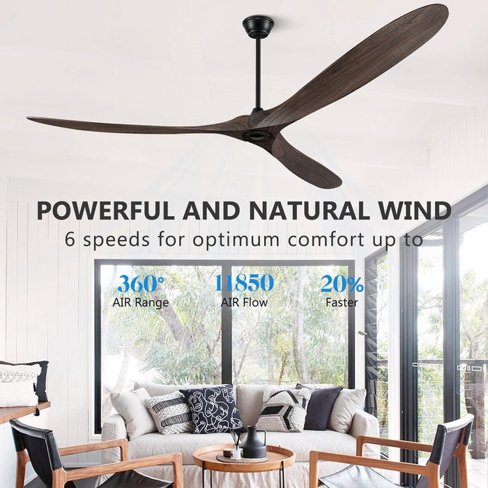 60 in. Ceiling Fans without Lights, Wood Ceiling Fan NO Light with Remote Wall Switch, Indoor Outdoor Fan for Bedroom Living Room Patio Porch-16-ErisView