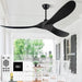 60 in. Ceiling Fans without Lights, Wood Ceiling Fan NO Light with Remote Wall Switch, Indoor Outdoor Fan for Bedroom Living Room Patio Porch-21-ErisView