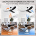 60 in. Ceiling Fans without Lights, Wood Ceiling Fan NO Light with Remote Wall Switch, Indoor Outdoor Fan for Bedroom Living Room Patio Porch-23-ErisView