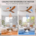60 in. Ceiling Fans without Lights, Wood Ceiling Fan NO Light with Remote Wall Switch, Indoor Outdoor Fan for Bedroom Living Room Patio Porch-32-ErisView
