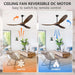 60 in. Ceiling Fans without Lights, Wood Ceiling Fan NO Light with Remote Wall Switch, Indoor Outdoor Fan for Bedroom Living Room Patio Porch-3-ErisView