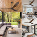 60 in. Ceiling Fans without Lights, Wood Ceiling Fan NO Light with Remote Wall Switch, Indoor Outdoor Fan for Bedroom Living Room Patio Porch-5-ErisView