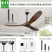 60 in. Ceiling Fans without Lights, Wood Ceiling Fan NO Light with Remote Wall Switch, Indoor Outdoor Fan for Bedroom Living Room Patio Porch-7-ErisView