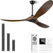 60 in. Ceiling Fans without Lights, Wood Ceiling Fan NO Light with Remote Wall Switch, Indoor Outdoor Fan for Bedroom Living Room Patio Porch-1-ErisView