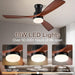60 in. Dark Walnut Flush Mount Ceiling Fan with Lights and Remote, Low Profile Ceiling Fan for Patios, Hugger Ceiling Fans, Reversible Silent Ceiling Fan -3-ErisView