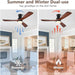 60 in. Dark Walnut Flush Mount Ceiling Fan with Lights and Remote, Low Profile Ceiling Fan for Patios, Hugger Ceiling Fans, Reversible Silent Ceiling Fan -4-ErisView
