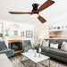 60 in. Dark Walnut Flush Mount Ceiling Fan with Lights and Remote, Low Profile Ceiling Fan for Patios, Hugger Ceiling Fans, Reversible Silent Ceiling Fan -7-ErisView
