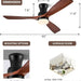 60 in. Dark Walnut Flush Mount Ceiling Fan with Lights and Remote, Low Profile Ceiling Fan for Patios, Hugger Ceiling Fans, Reversible Silent Ceiling Fan -8-ErisView
