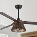60 in. Farmhouse Downrod Mount Ceiling Fan with Light Kit and Remote Control, Large Reversible Brown Ceiling Fan with Rattan Cage for Living Room-ErisView