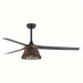 60 in. Farmhouse Downrod Mount Ceiling Fan with Light Kit and Remote Control, Large Reversible Brown Ceiling Fan with Rattan Cage for Living Room-ErisView