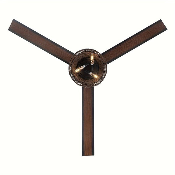 60 in. Farmhouse Downrod Mount Ceiling Fan with Light Kit and Remote Control, Large Reversible Brown Ceiling Fan with Rattan Cage for Living Room-ErisView