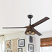 60 in. Farmhouse Downrod Mount Ceiling Fan with Light Kit and Remote Control, Large Reversible Brown Ceiling Fan with Rattan Cage for Living Room-ErisView