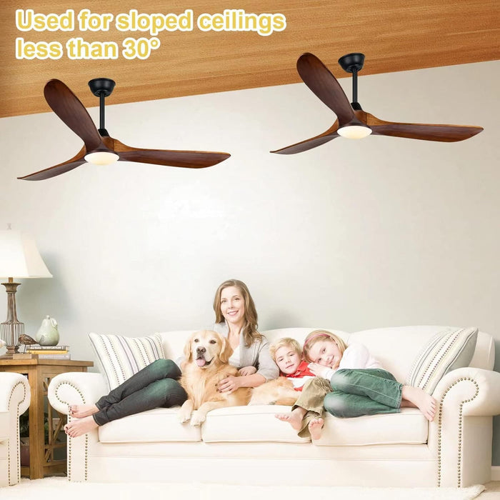 60 in. Farmhouse Rustic Ceiling Fans with Lights, 3 Blades Wood Ceiling Fan for Sloped Ceiling, Large Commercial Ceiling Fan for Patio Porch Gazebo-6-ErisView