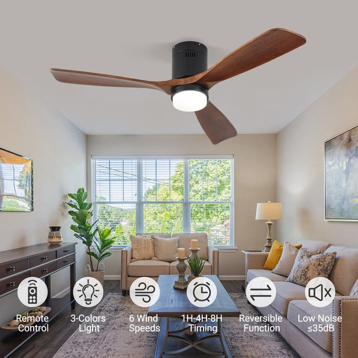 60 in. Farmhouse Wood Ceiling Fan with Remote, Bedroom Ceiling Fans with Lights, 3 Reversible Quiet Ceiling Fans for Patios Bedroom Living Room-10-ErisView