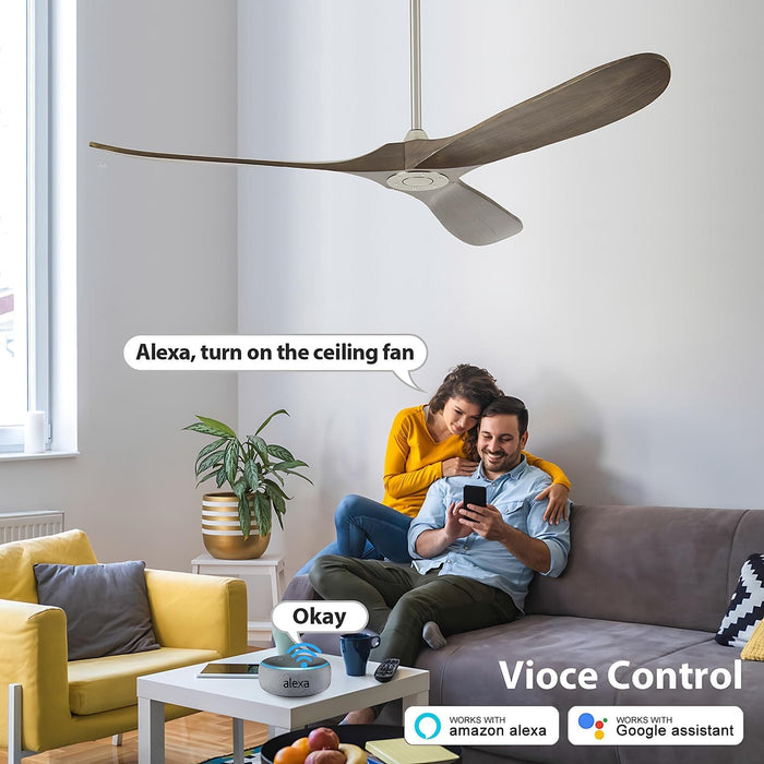 60 in. Farmhouse Wood Ceiling Fan with Remote, Bedroom Ceiling Fans with Lights, 3 Reversible Quiet Ceiling Fans for Patios Bedroom Living Room-20-ErisView