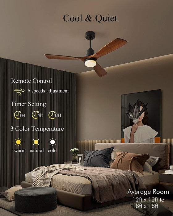 60 in. Farmhouse Wood Ceiling Fan with Remote, Bedroom Ceiling Fans with Lights, 3 Reversible Quiet Ceiling Fans for Patios Bedroom Living Room-2-ErisView