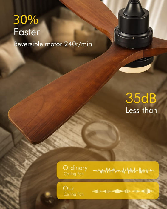60 in. Farmhouse Wood Ceiling Fan with Remote, Bedroom Ceiling Fans with Lights, 3 Reversible Quiet Ceiling Fans for Patios Bedroom Living Room-3-ErisView