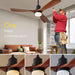60 in. Farmhouse Wood Ceiling Fan with Remote, Bedroom Ceiling Fans with Lights, 3 Reversible Quiet Ceiling Fans for Patios Bedroom Living Room-4-ErisView