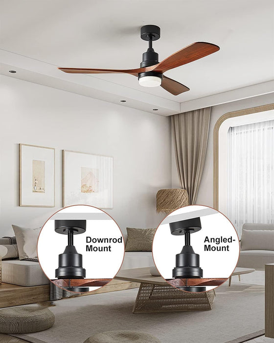 60 in. Farmhouse Wood Ceiling Fan with Remote, Bedroom Ceiling Fans with Lights, 3 Reversible Quiet Ceiling Fans for Patios Bedroom Living Room-6-ErisView