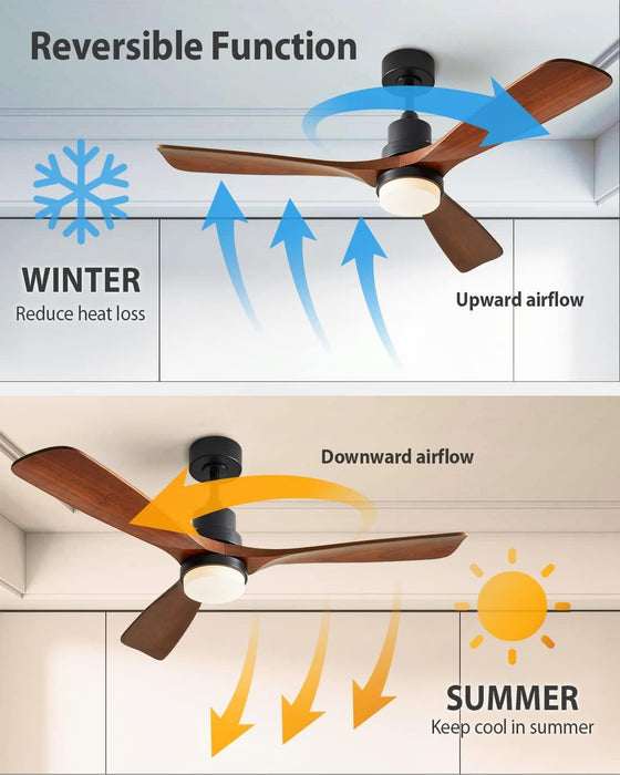 60 in. Farmhouse Wood Ceiling Fan with Remote, Bedroom Ceiling Fans with Lights, 3 Reversible Quiet Ceiling Fans for Patios Bedroom Living Room-7-ErisView