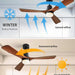 60 in. Farmhouse Wood Ceiling Fan with Remote, Bedroom Ceiling Fans with Lights, 3 Reversible Quiet Ceiling Fans for Patios Bedroom Living Room-7-ErisView