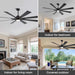 60 in. Gold and Black Ceiling Fan with Lights and Remote, Wood Reversible DC Ceiling Fan, Indoor Modern Ceiling Fan for Kitchen Bedroom Living Room -16-ErisView