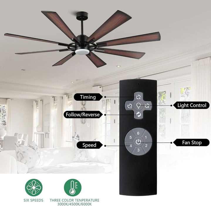 60 in. Gold and Black Ceiling Fan with Lights and Remote, Wood Reversible DC Ceiling Fan, Indoor Modern Ceiling Fan for Kitchen Bedroom Living Room -20-ErisView