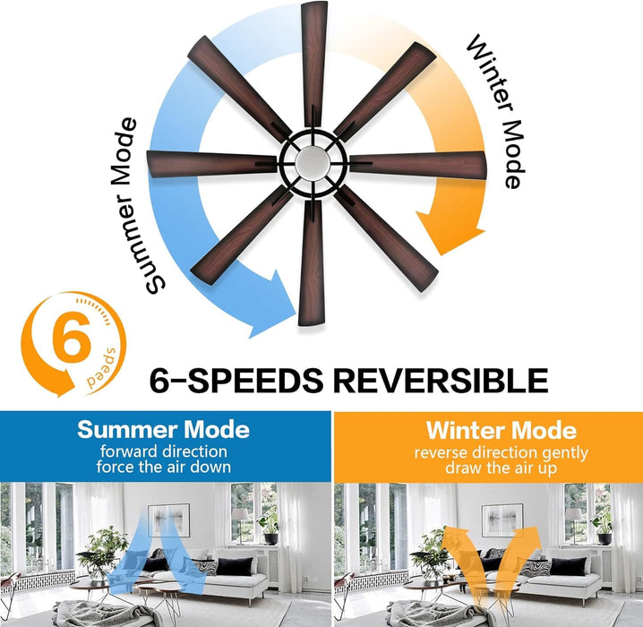 60 in. Gold and Black Ceiling Fan with Lights and Remote, Wood Reversible DC Ceiling Fan, Indoor Modern Ceiling Fan for Kitchen Bedroom Living Room -21-ErisView