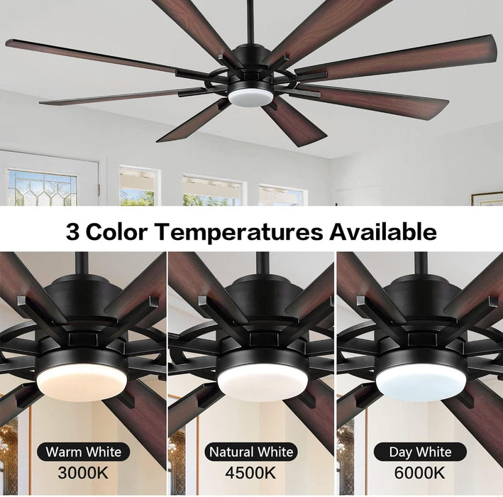 60 in. Gold and Black Ceiling Fan with Lights and Remote, Wood Reversible DC Ceiling Fan, Indoor Modern Ceiling Fan for Kitchen Bedroom Living Room -22-ErisView