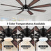 60 in. Gold and Black Ceiling Fan with Lights and Remote, Wood Reversible DC Ceiling Fan, Indoor Modern Ceiling Fan for Kitchen Bedroom Living Room -22-ErisView