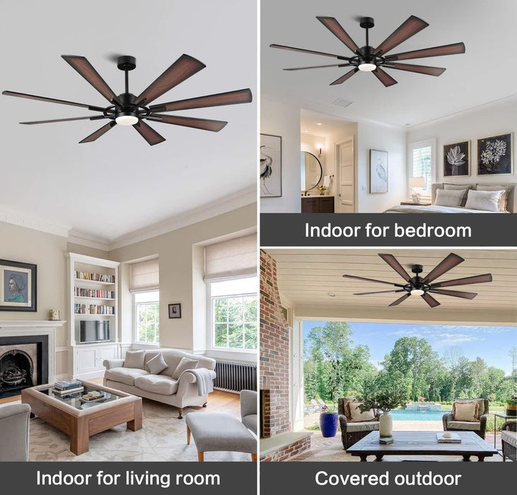 60 in. Gold and Black Ceiling Fan with Lights and Remote, Wood Reversible DC Ceiling Fan, Indoor Modern Ceiling Fan for Kitchen Bedroom Living Room -23-ErisView
