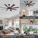 60 in. Gold and Black Ceiling Fan with Lights and Remote, Wood Reversible DC Ceiling Fan, Indoor Modern Ceiling Fan for Kitchen Bedroom Living Room -23-ErisView