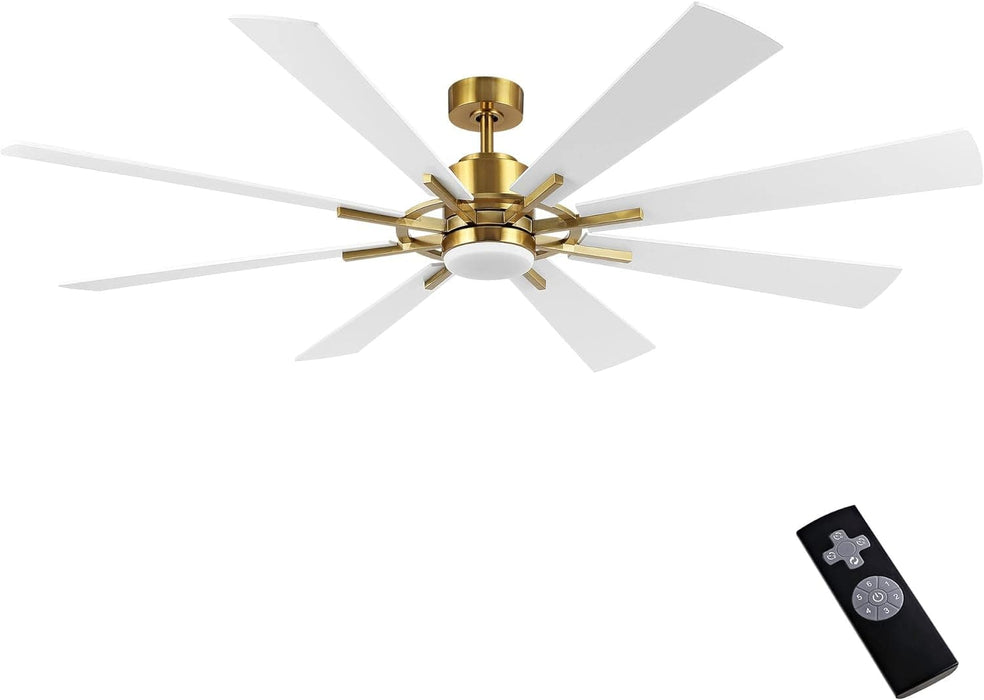 60 in. Gold and Black Ceiling Fan with Lights and Remote, Wood Reversible DC Ceiling Fan, Indoor Modern Ceiling Fan for Kitchen Bedroom Living Room -26-ErisView